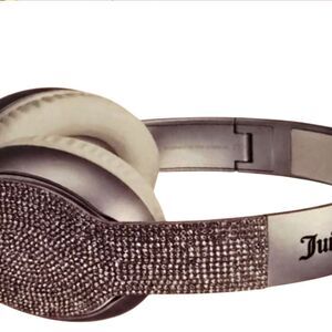 Juicy Couture Rhinestone Crown Logo‎ Wireless Headphones- Metallic Black